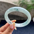 大圈口 细糯种飘花正圈平安镯60.7圈 天然缅甸A货翡翠（yc468005）