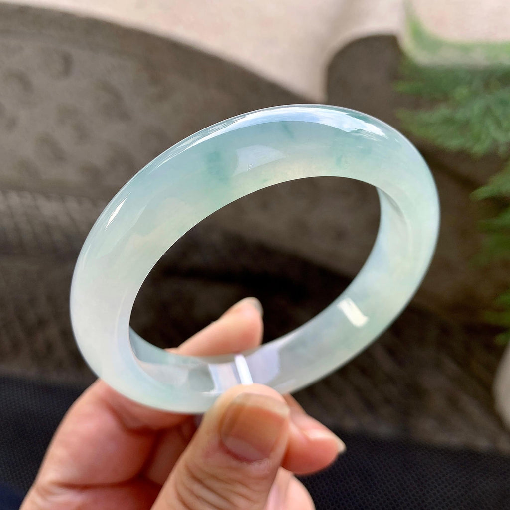 糯冰种飘花平安镯（55.3mm）（yc255596）