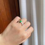 铜托冰种满绿翡翠蛋面（yc247642）