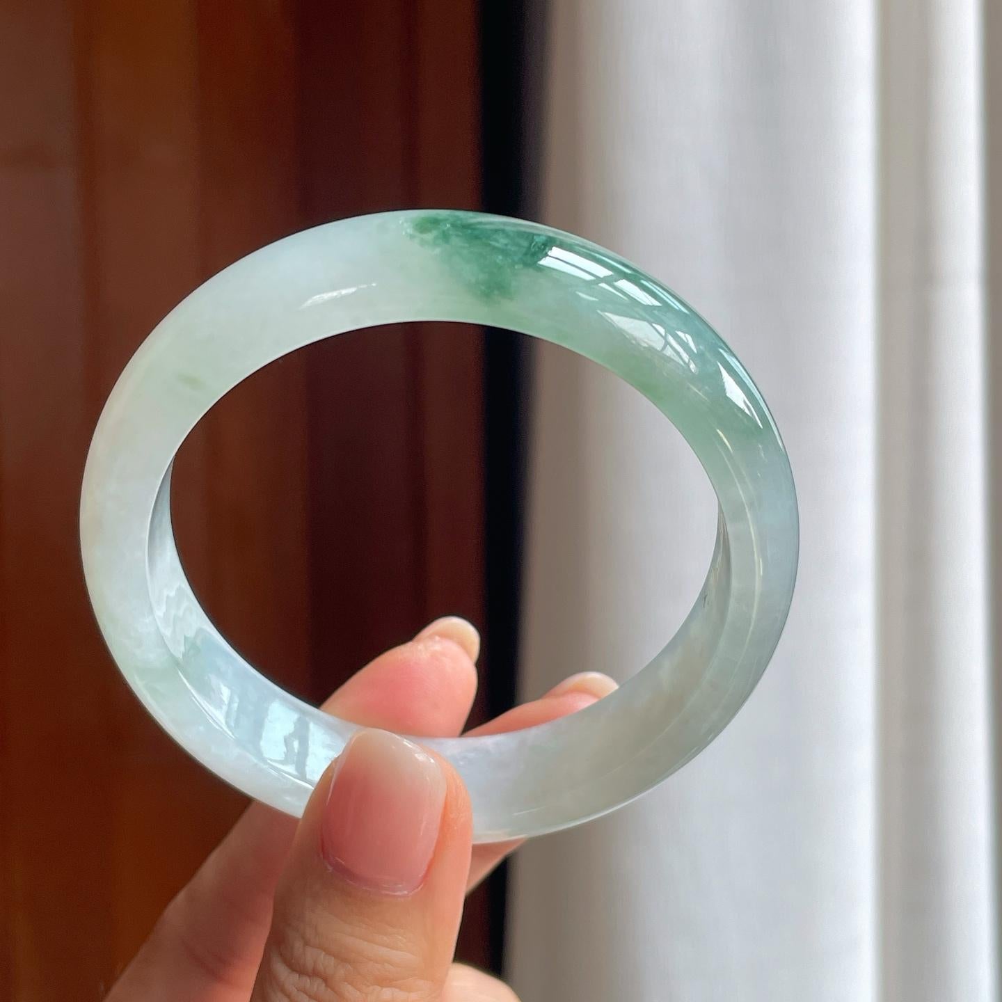 糯冰飘花翡翠平安镯（58.5mm）（yc457469）