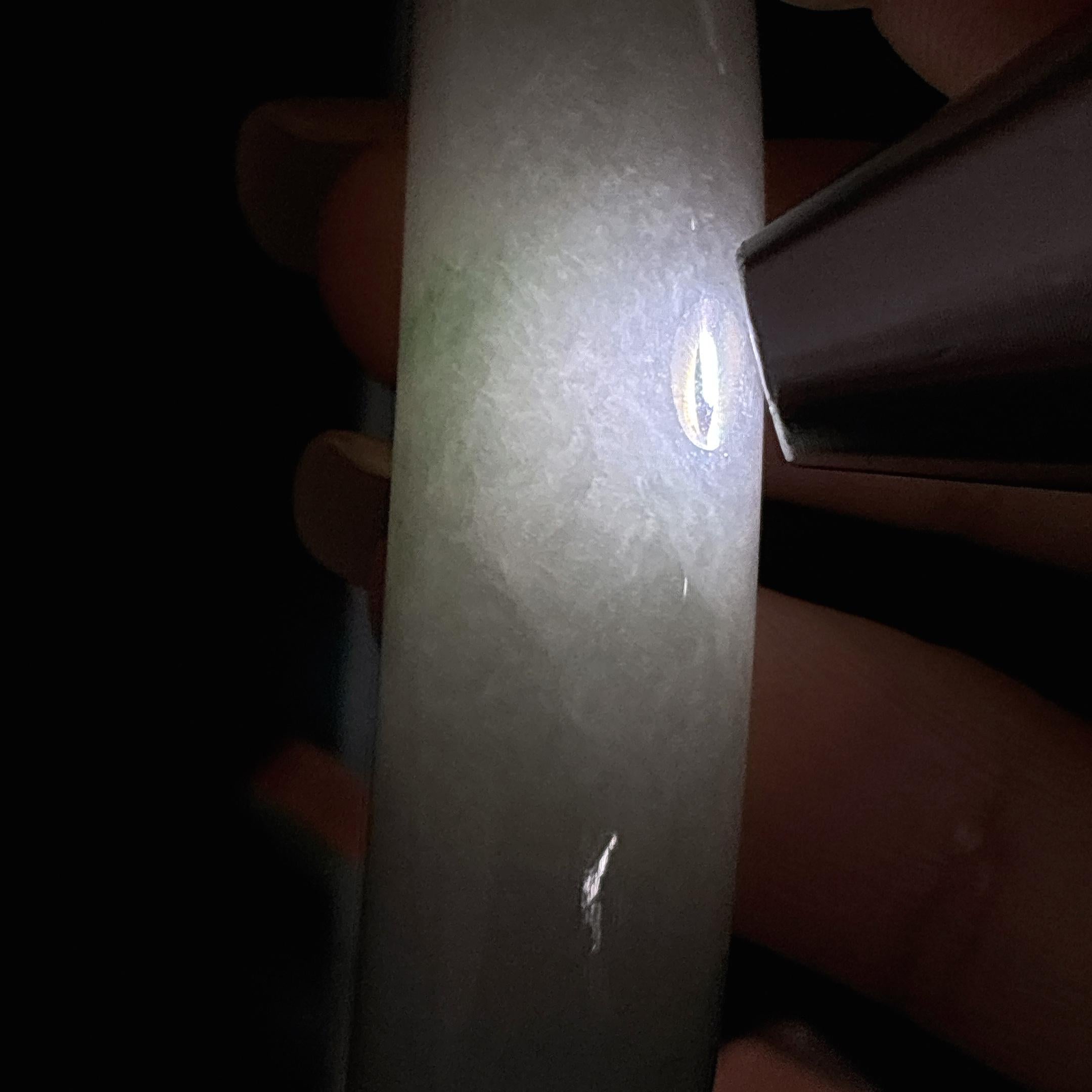 细糯种飘花正圈平安镯 53圈 天然缅甸A货翡翠（yc466184）