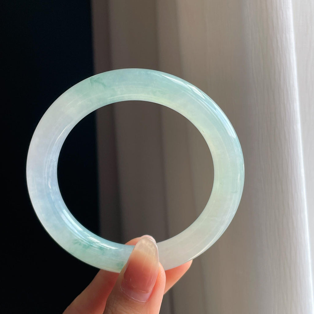 冰种飘花翡翠圆条手镯（56.5mm)（yc323813）