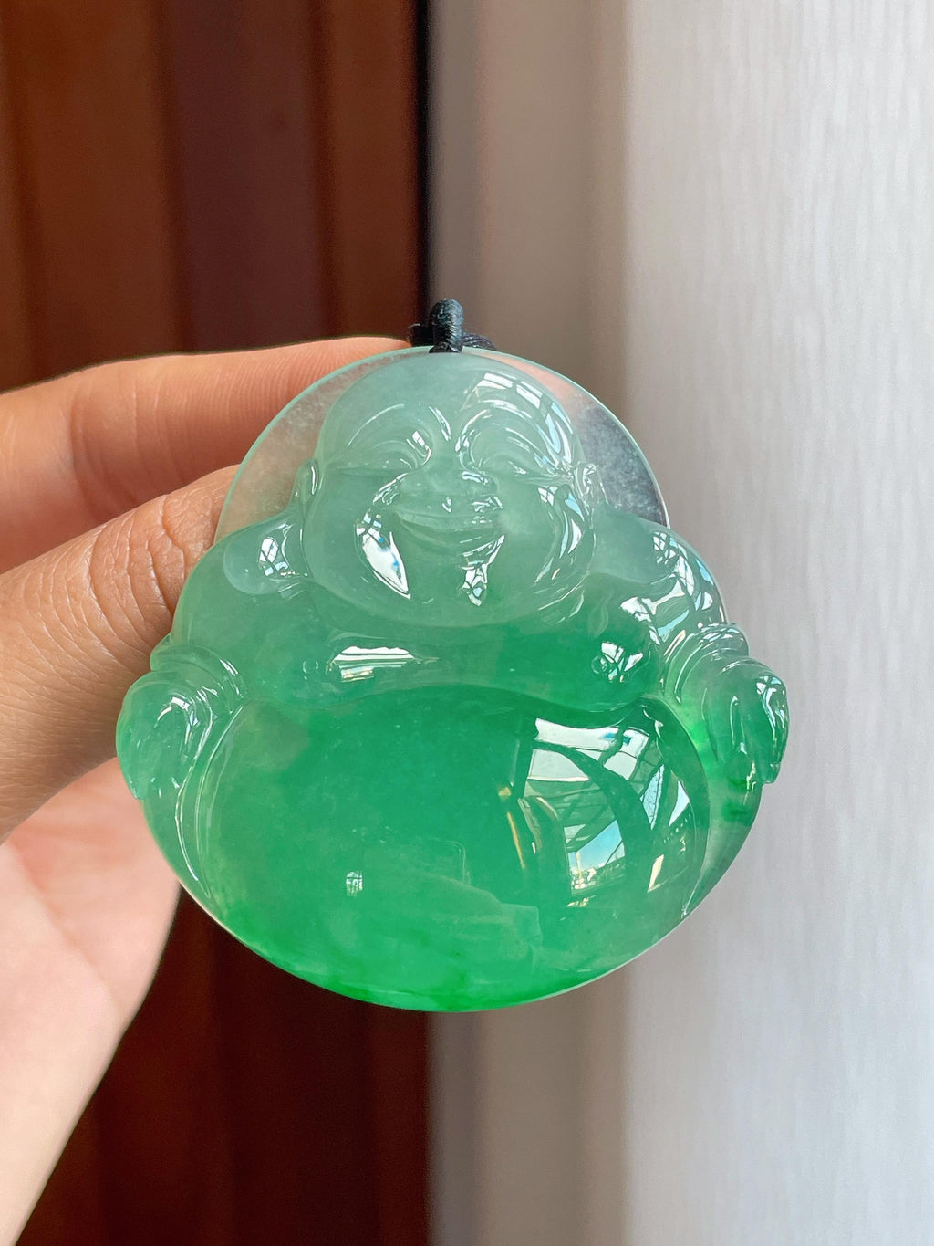 冰种飘阳绿翡翠佛公（yc319549）