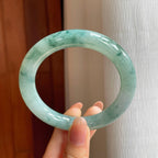 糯冰飘花翡翠圆条手镯（57.6mm)（yc345525）
