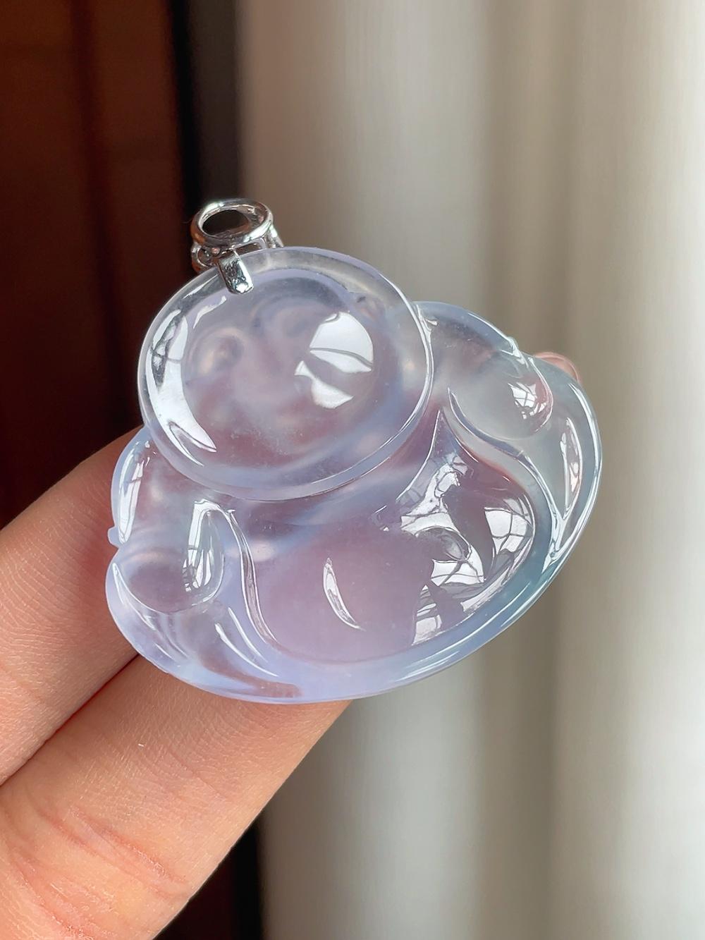 18k金扣冰种紫罗兰翡翠佛公（yc201926）