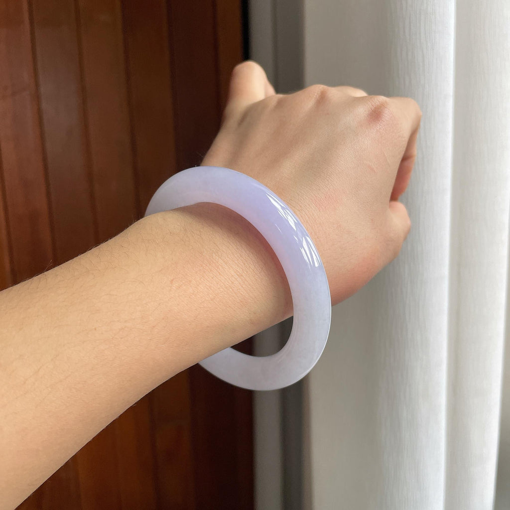 细糯冰紫罗兰翡翠圆条手镯（58mm）（yc286488）