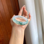 冰种飘花翡翠平安镯（55.5mm）（yc310359）