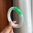 Vòng tay tròn bình an hạt mịn màu sắc đẹp, khẩu độ lớn 60, Ngọc phỉ thúy tự nhiên loại A Myanmar (yc450829)