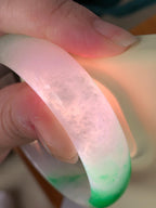 糯冰种飘阳绿宽版轮胎手镯（60.3mm）（yc254106）