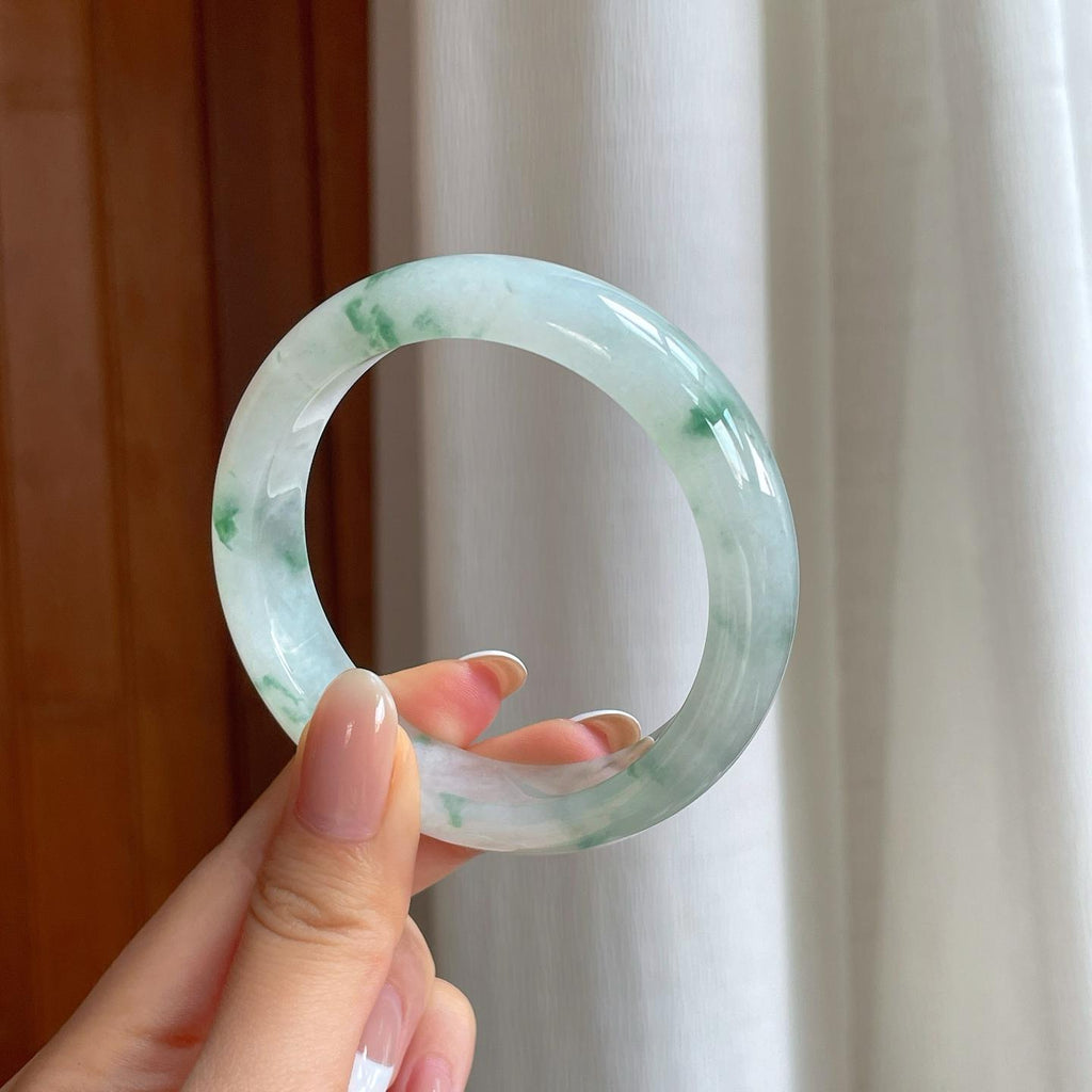 糯冰飘花翡翠平安镯（56.5mm)（yc380330）
