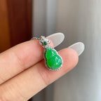 18k金钻镶糯冰满绿翡翠葫芦（yc257846）