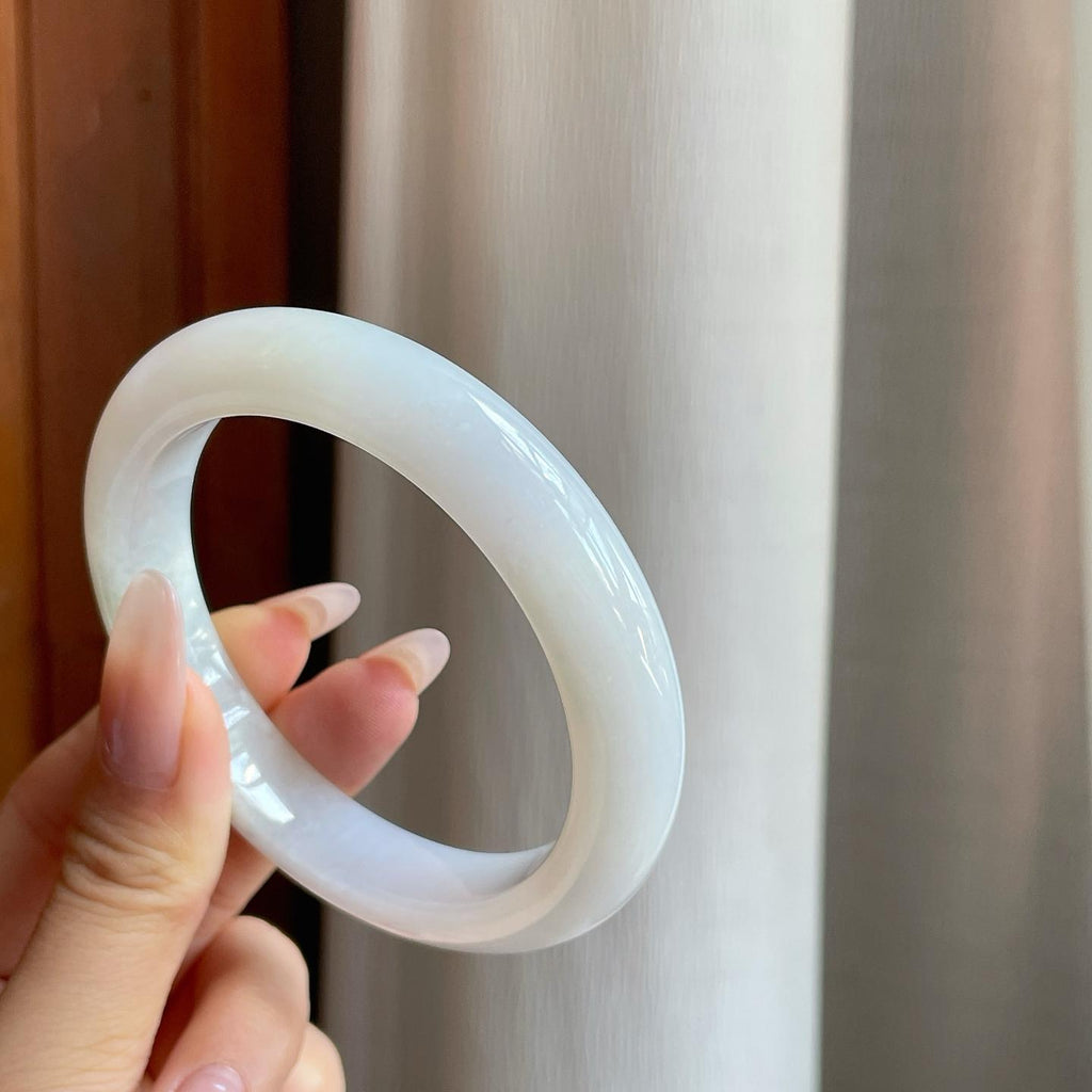 糯冰白月光翡翠平安镯（60.5mm）（yc283256）