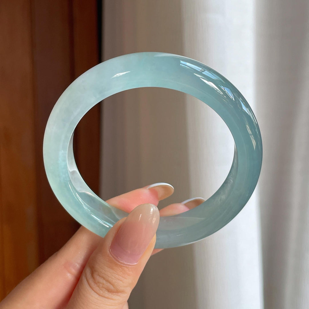 冰种晴底翡翠平安镯（54.6mm)（yc416423）