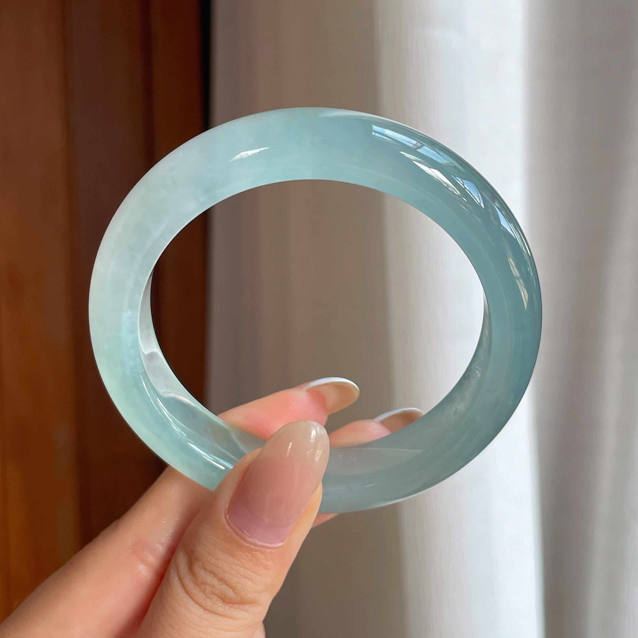 冰种晴底翡翠平安镯（54.6mm)（yc416423）
