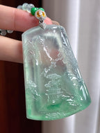 冰种带色山水牌 天然缅甸A货翡翠（yc454657）