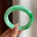 糯冰种满绿阳绿翡翠平安镯（56mm）（yc200657）