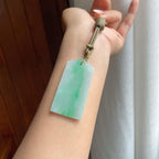 糯冰飘绿花翡翠仿古无事牌（yc260374）