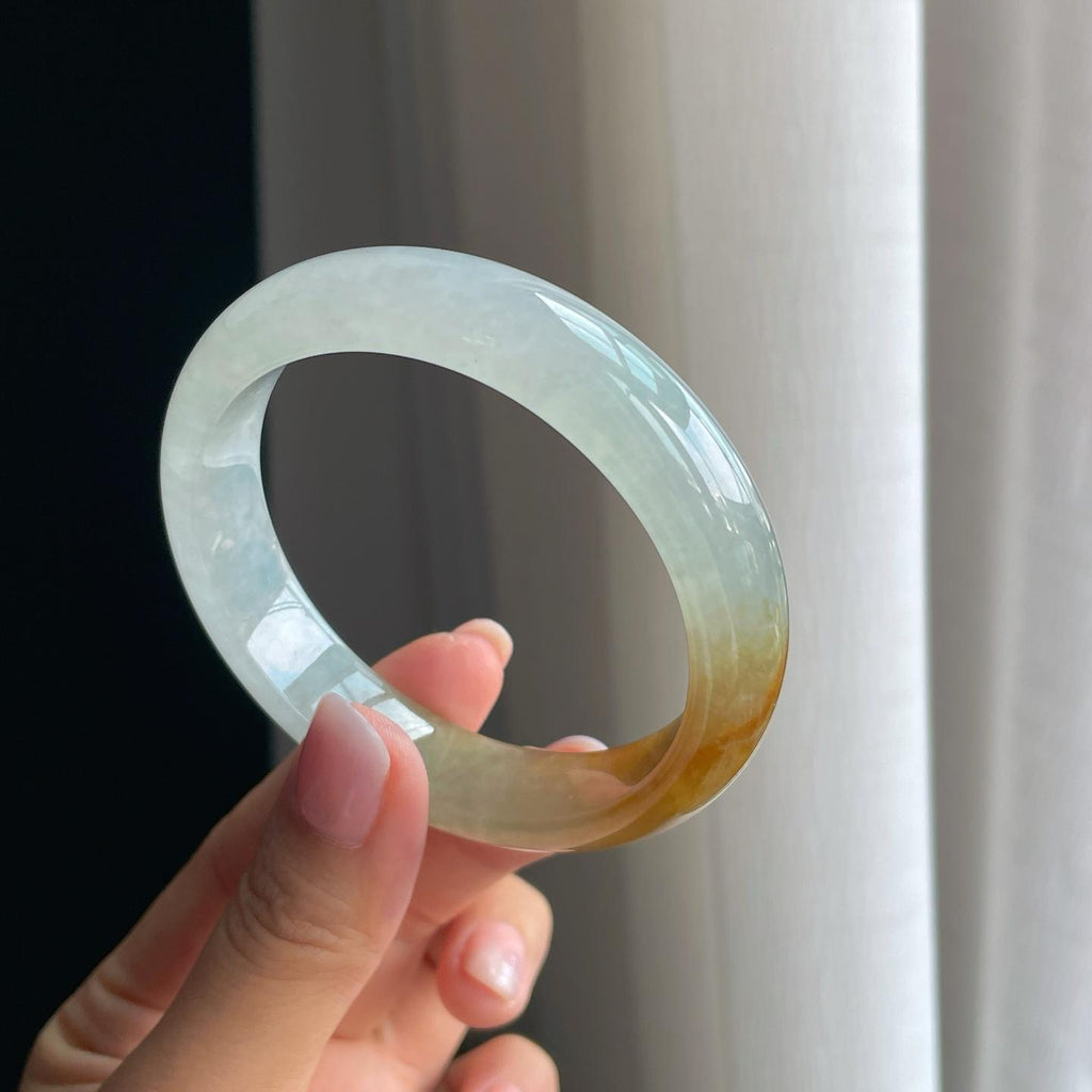 冰种黄翡翡翠平安镯（58mm）（yc380333）