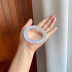 冰种白月光翡翠圆条手镯（52mm)（yc386431）