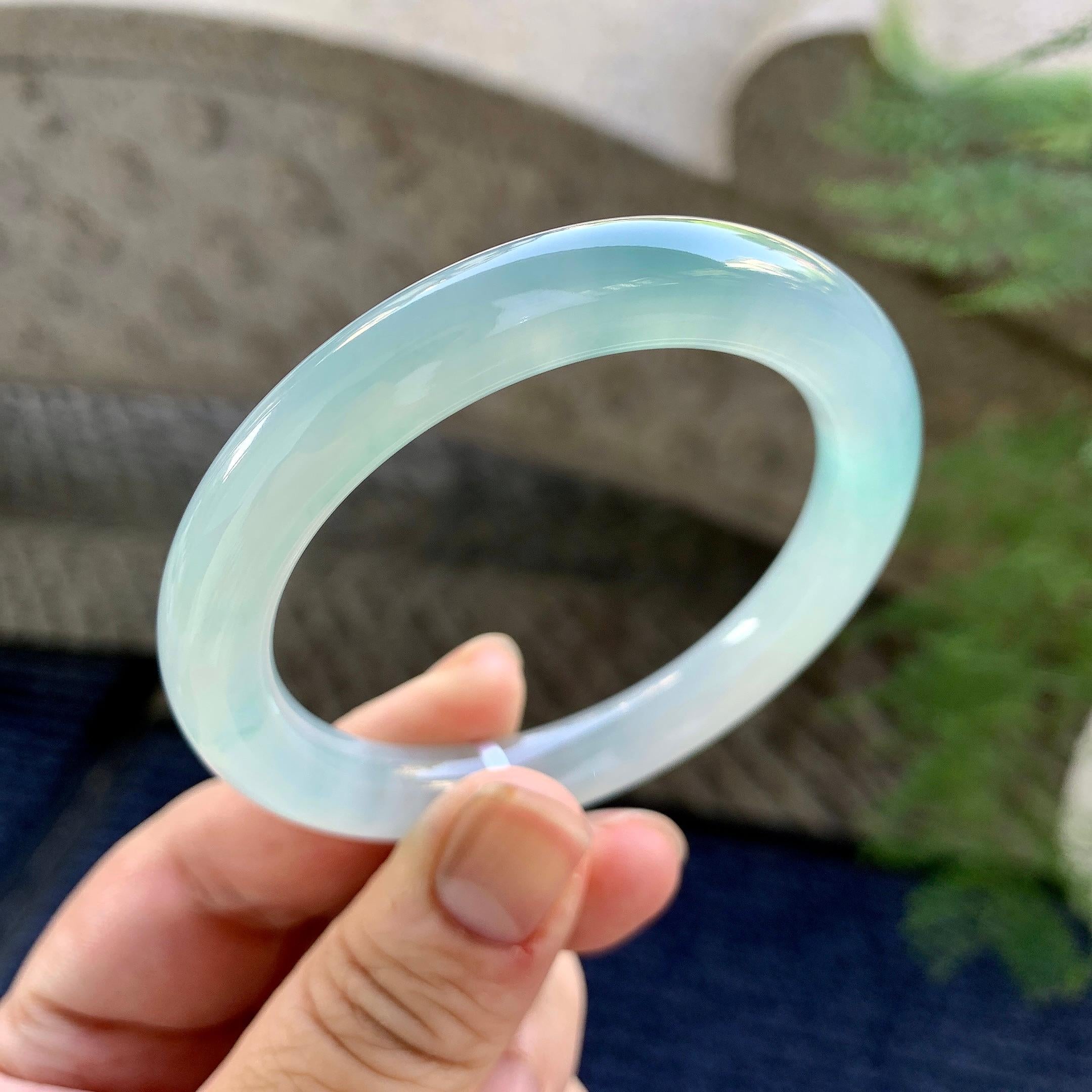 糯冰种晴水圆条手镯（51.8mm）（yc249375）