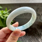 细糯种飘兰花正圈平安镯53.7圈口 天然缅甸A货翡翠（yc313324）