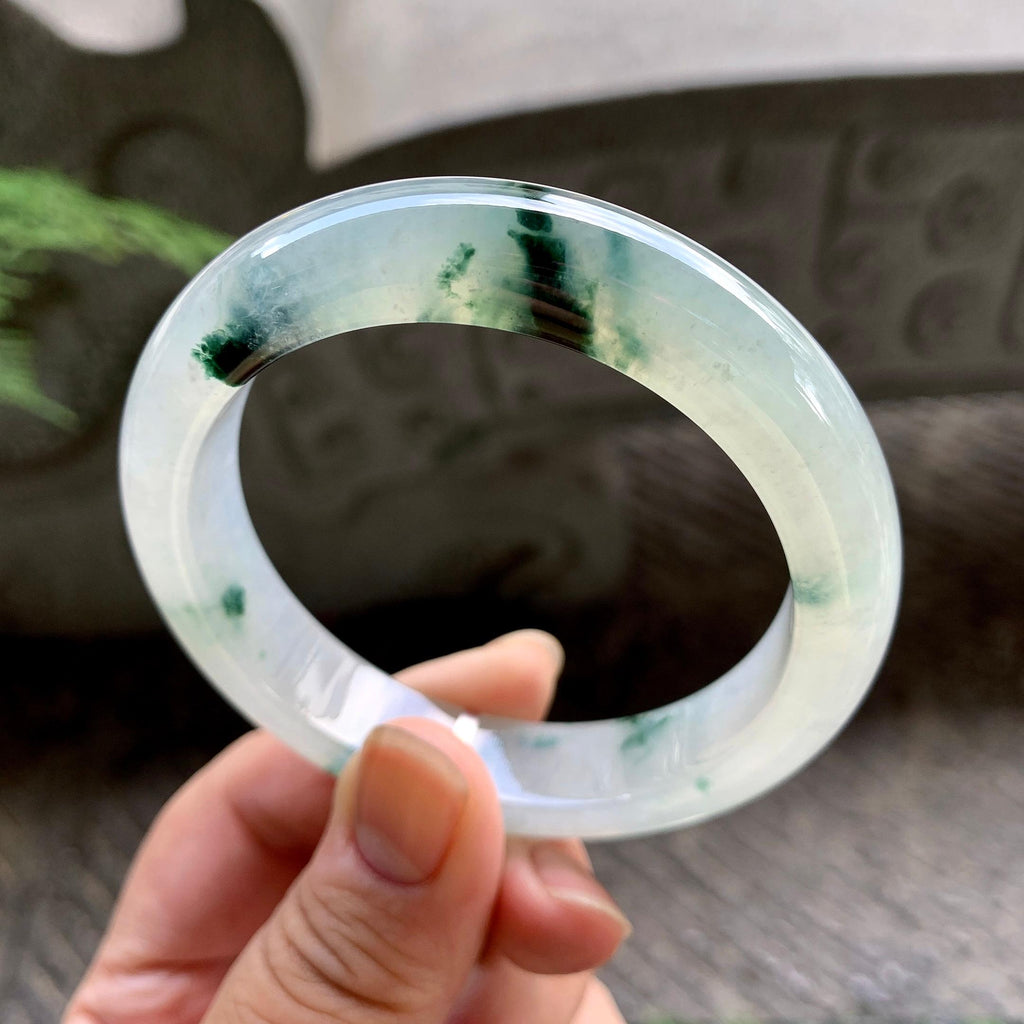 糯冰种飘花平安镯（56.3mm）（yc195344）