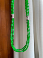 18k金镶冰种满绿小米珠珠串项链（yc247171）