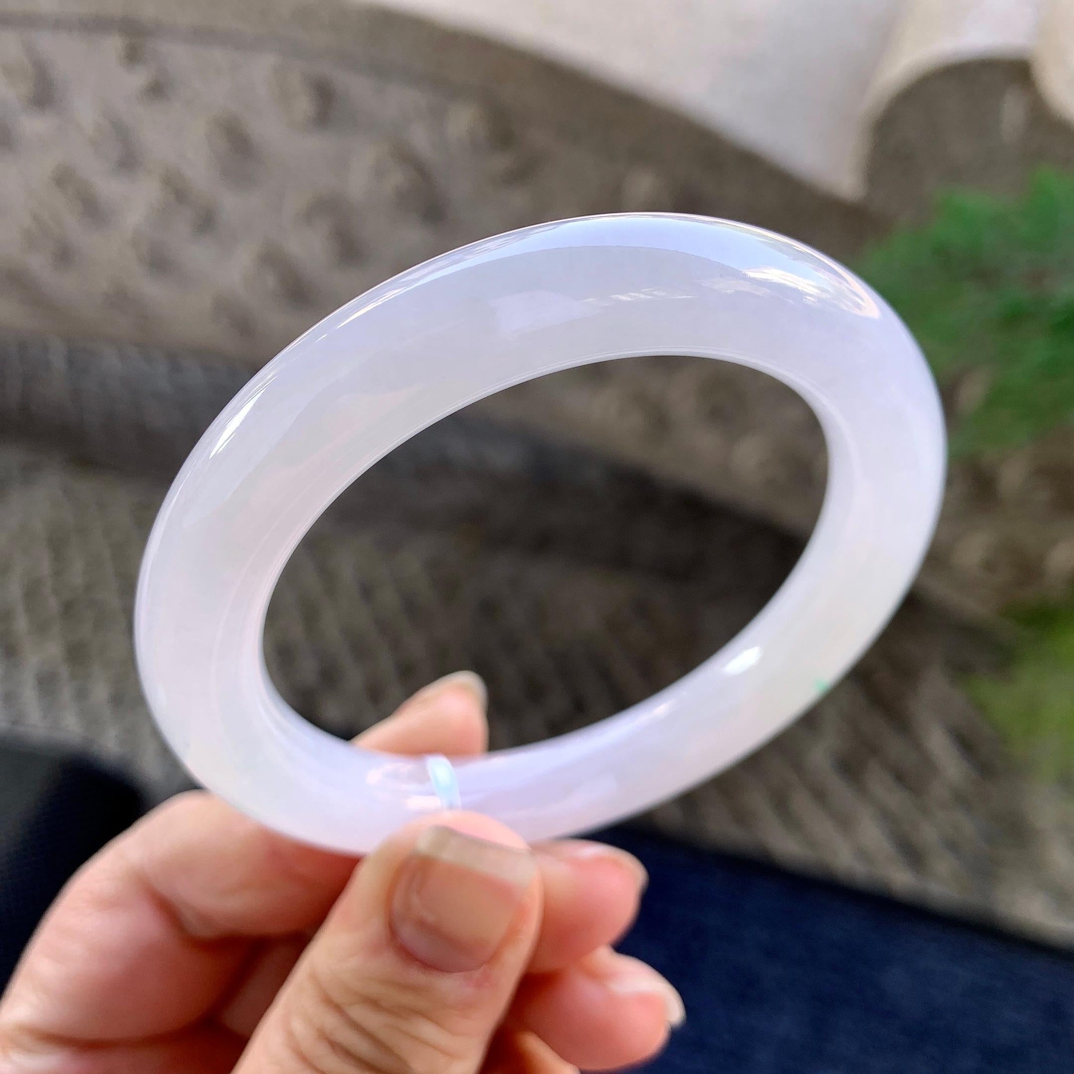 糯冰种无色圆条手镯（53.7mm）（yc305700）