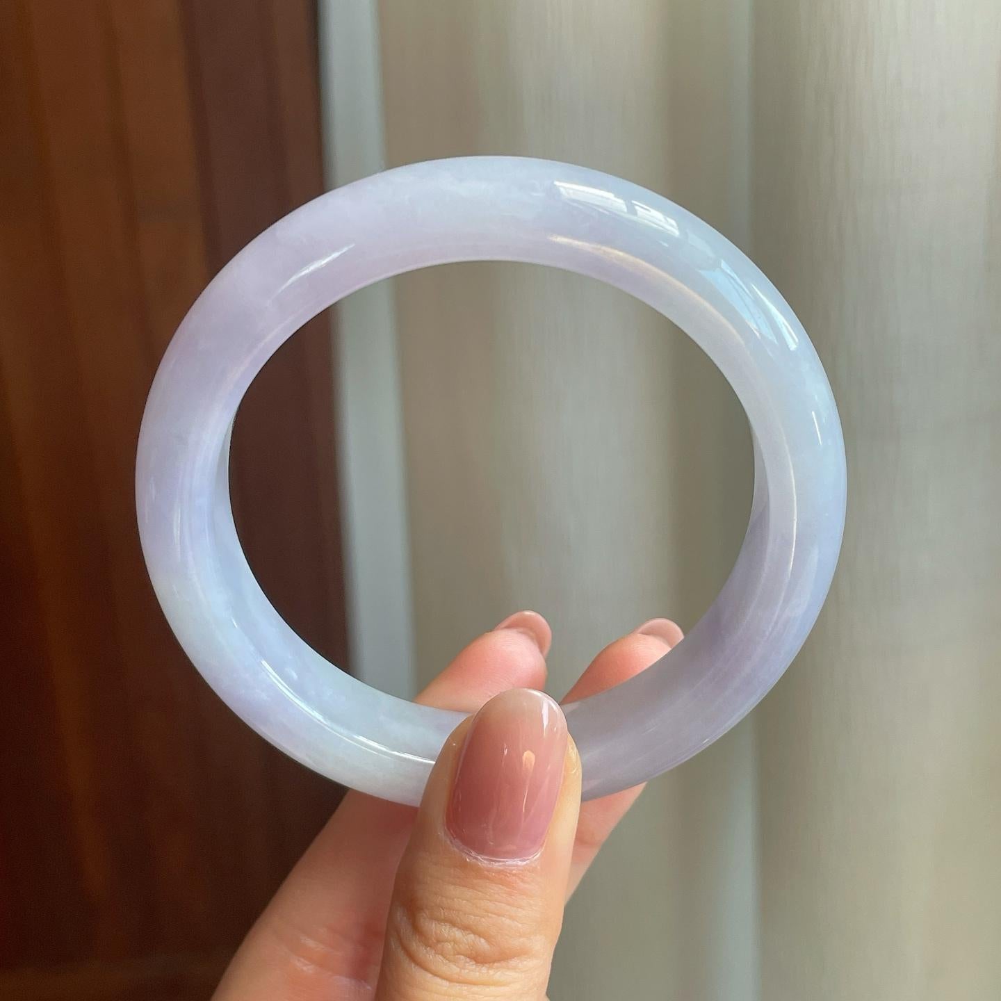 糯冰淡春底翡翠平安镯（57mm)（yc329482）
