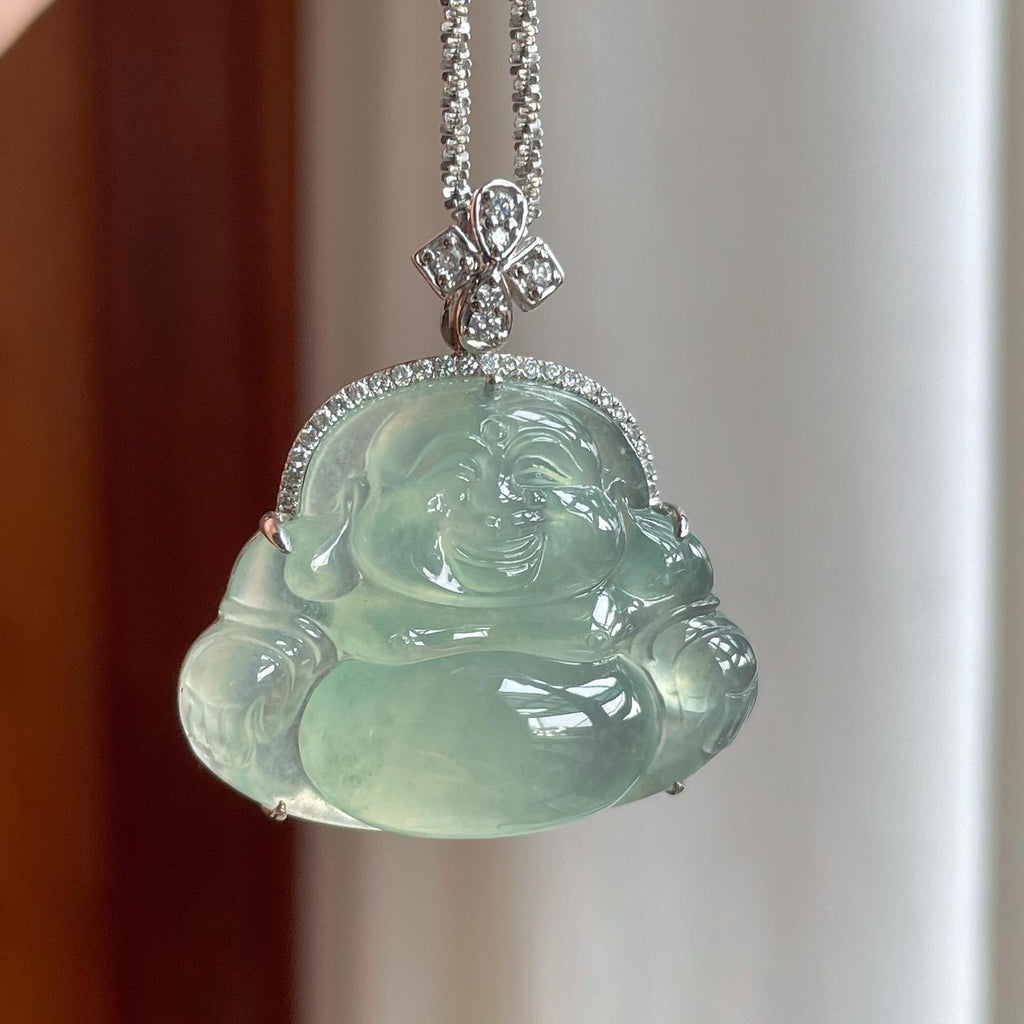 18k金钻镶冰种晴底翡翠佛公（yc263548）