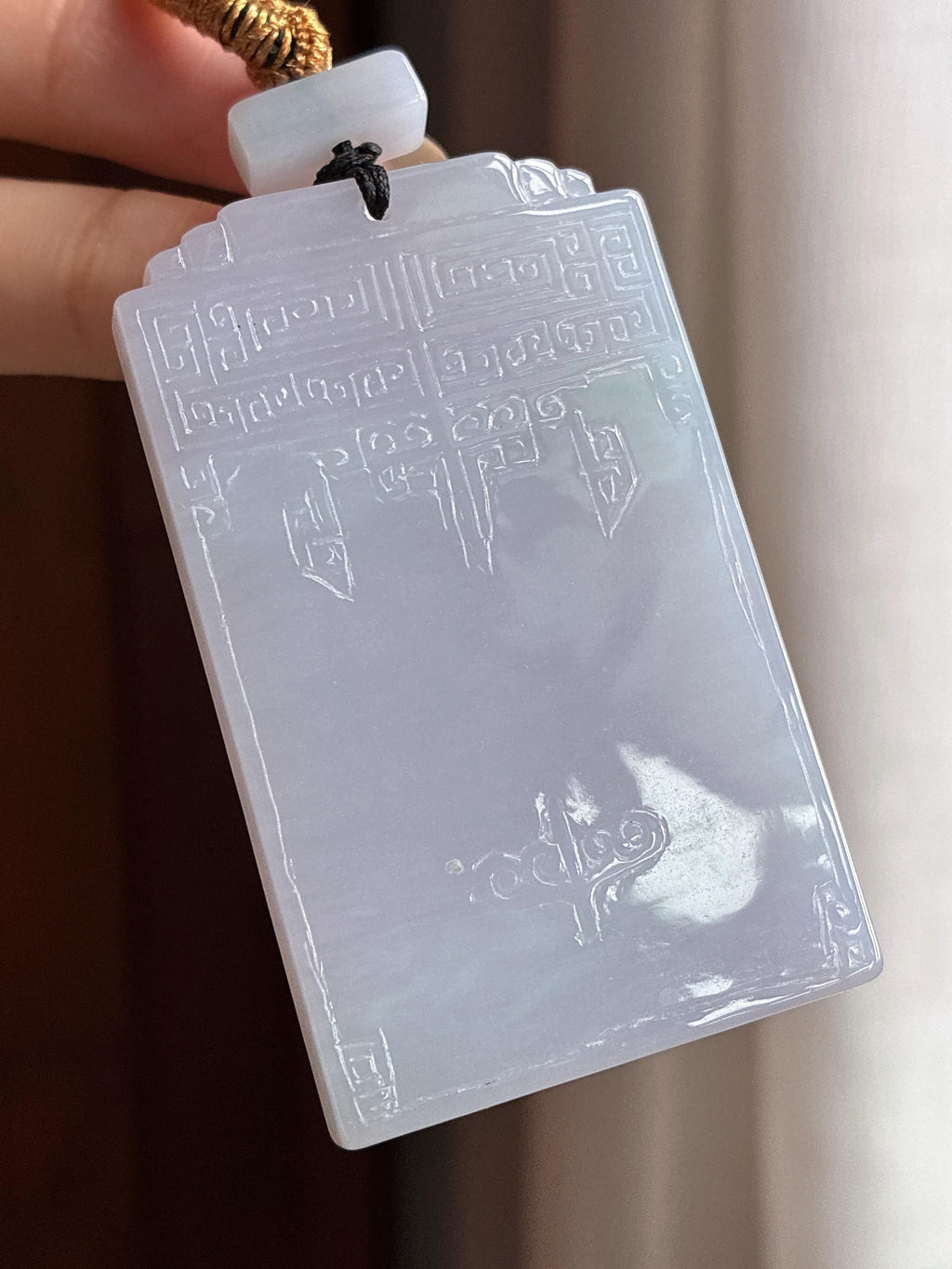 细糯种淡底色无事牌挂件 天然缅甸A货翡翠（yc465032）