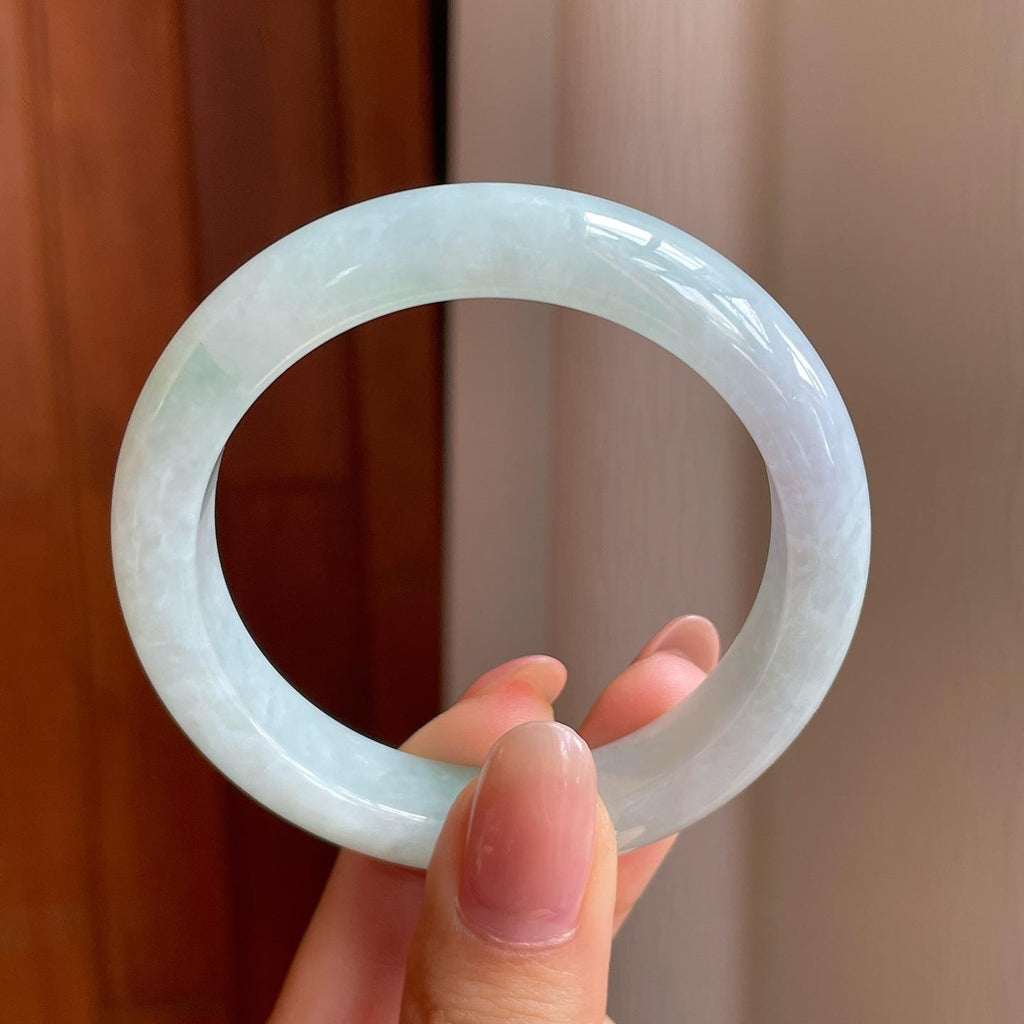 糯冰带色翡翠平安镯（50.5mm)（yc345411）