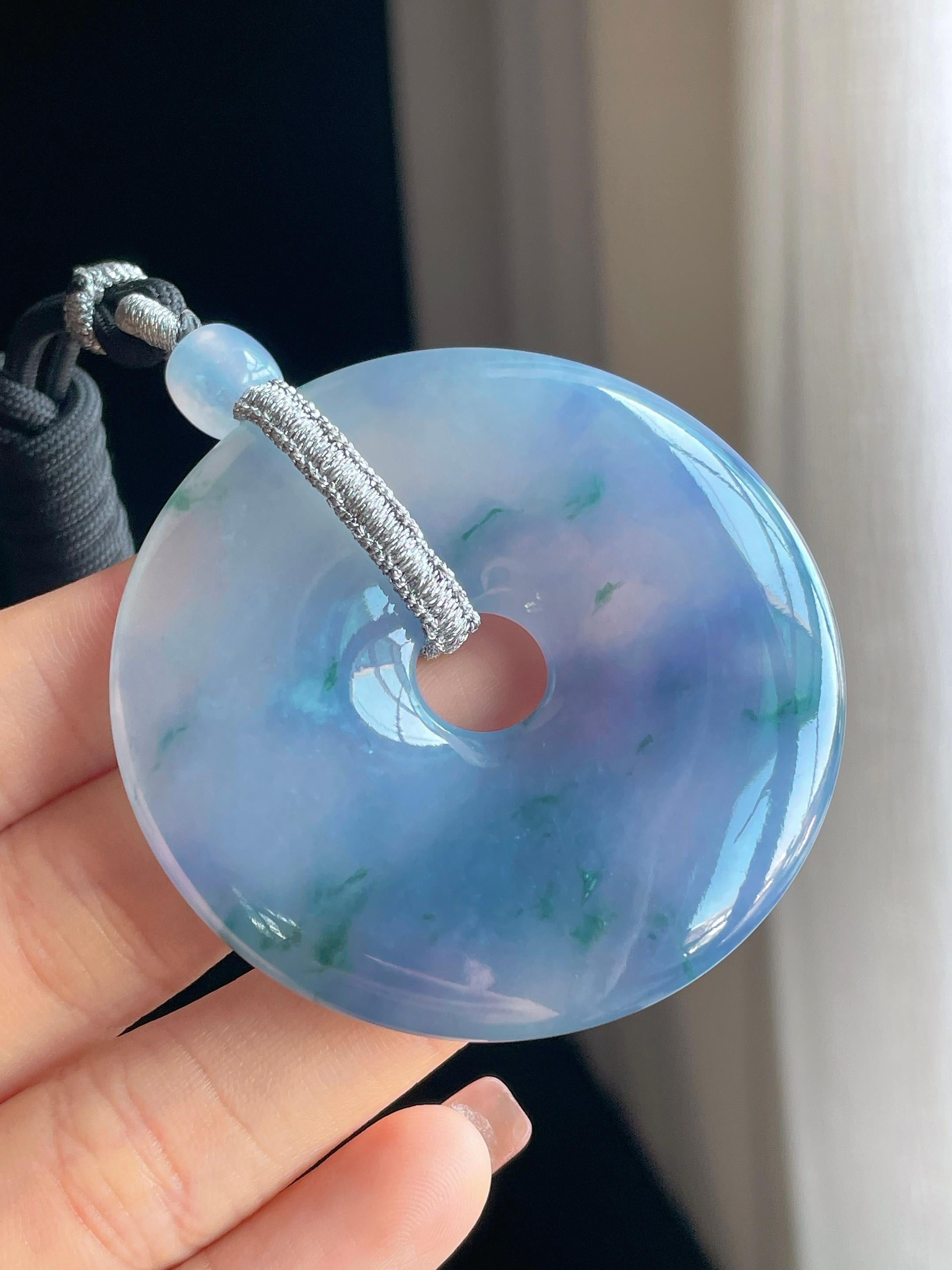 冰种紫罗兰飘花厚庄平安扣（yc361789）