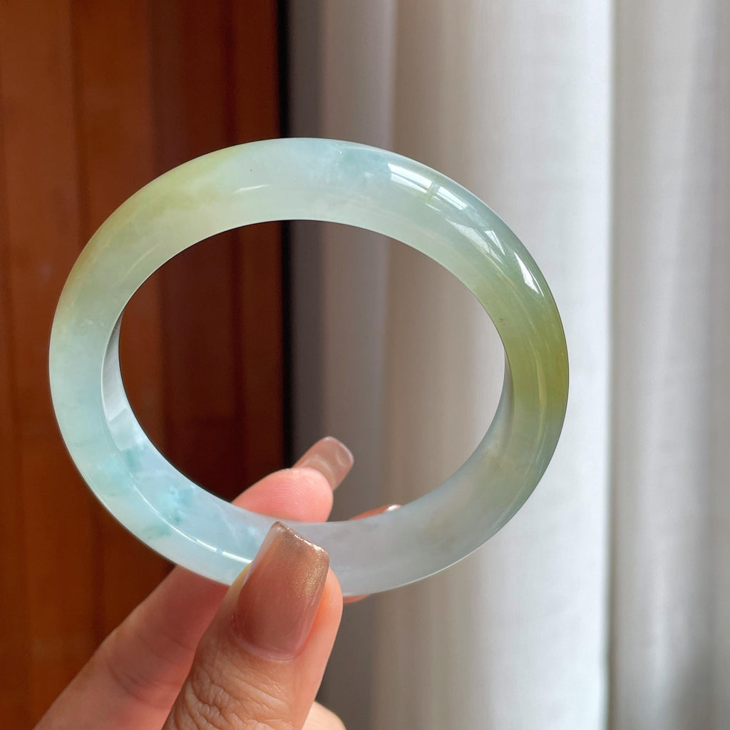 冰种黄翡翡翠平安镯（58mm）（yc363433）