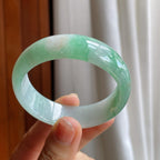 糯冰带色翡翠平安镯（51.5mm）（yc216046）