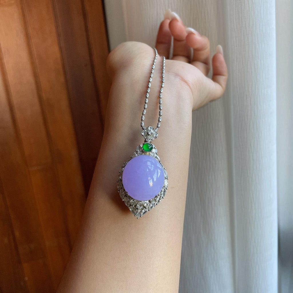 铜托糯冰紫罗兰翡翠蛋面（yc261408）