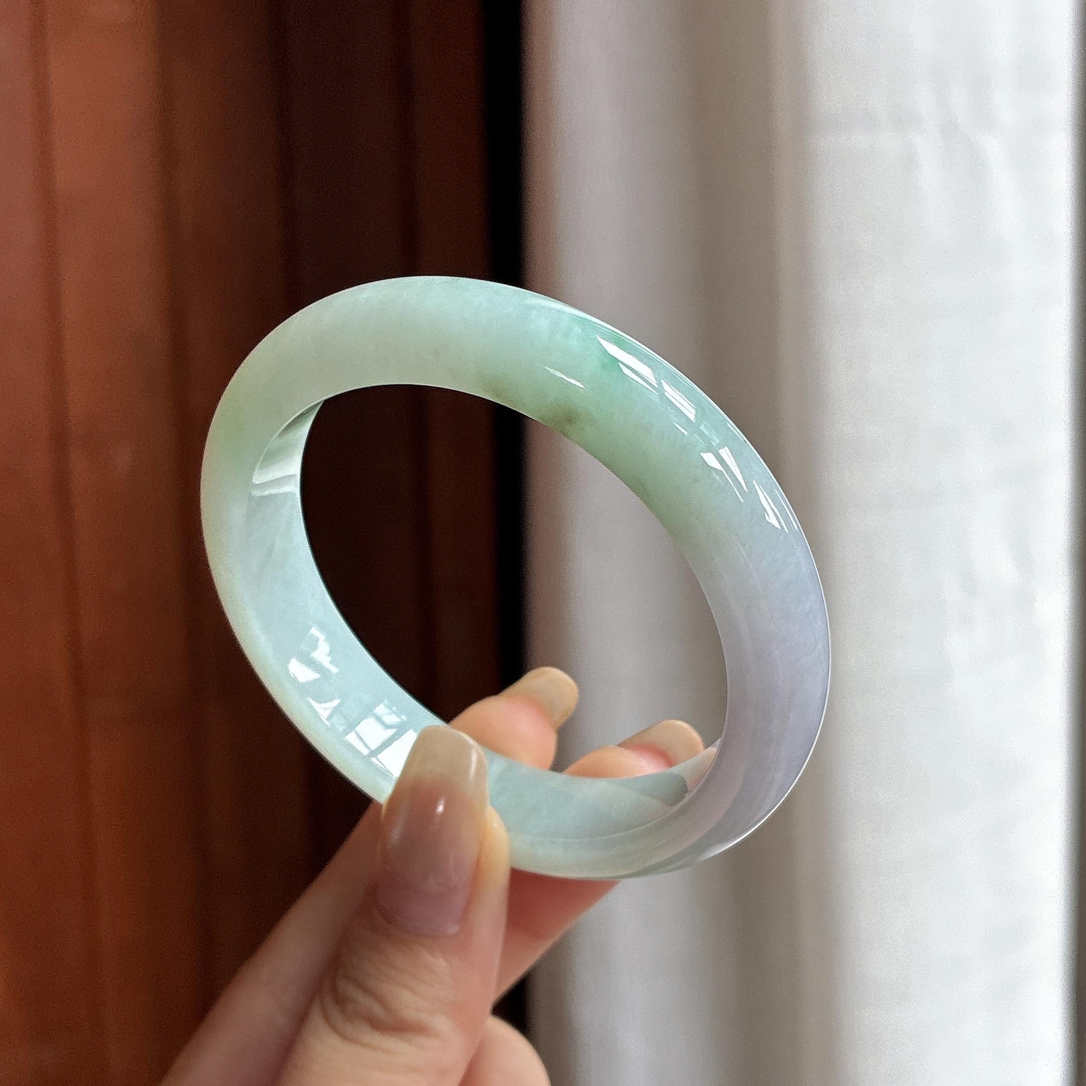 细糯种带色正圈平安镯 53圈 天然缅甸A货翡翠（yc481732）