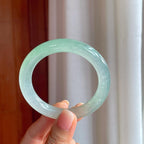 冰种带晴绿底翡翠圆条手镯（54.3mm)（yc381232）