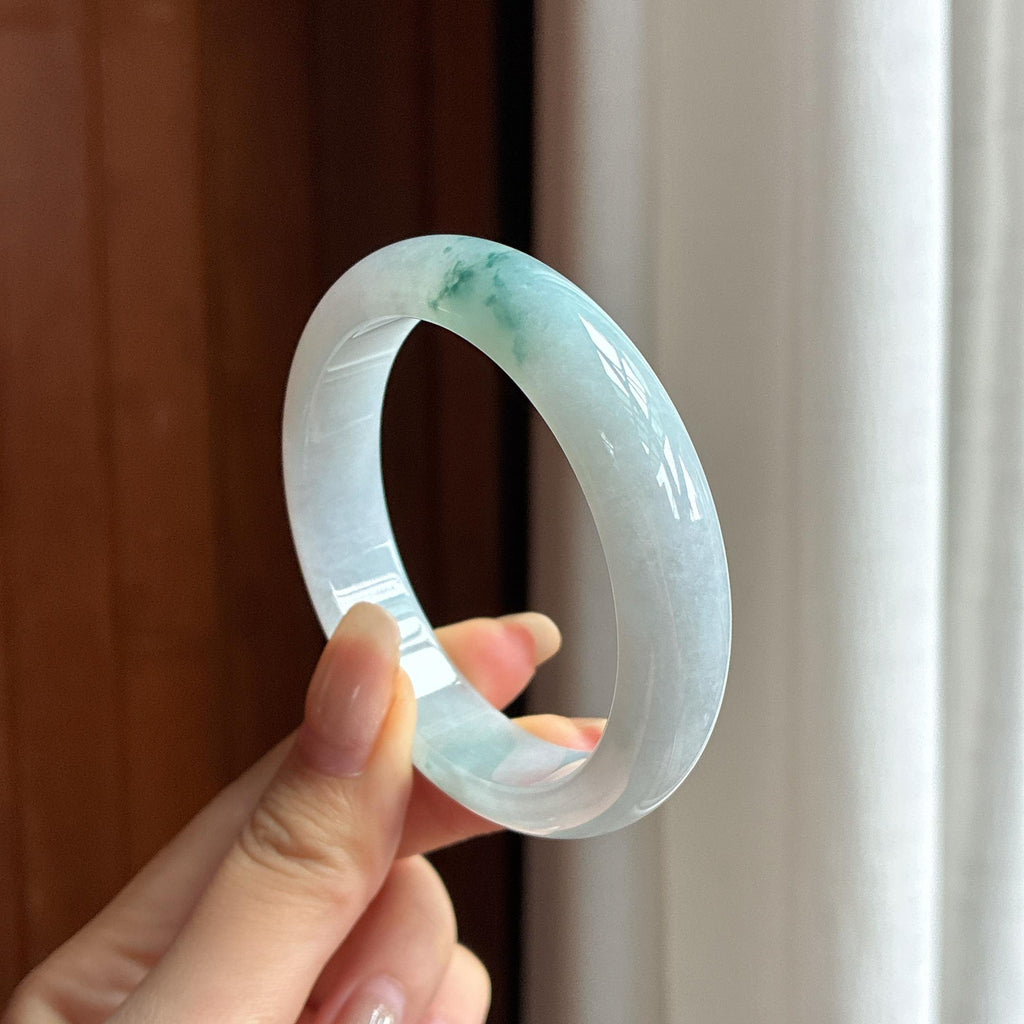 细糯种飘花正圈平安镯 53圈 天然缅甸A货翡翠（yc455081）