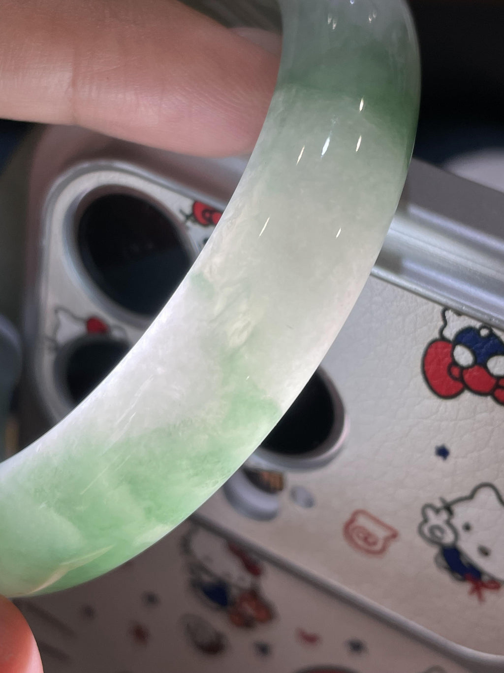细糯种飘花正圈平安镯56.2圈 天然缅甸A货翡翠（yc466836）