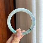 糯冰飘花翡翠圆条手镯 55圈（yc436737）