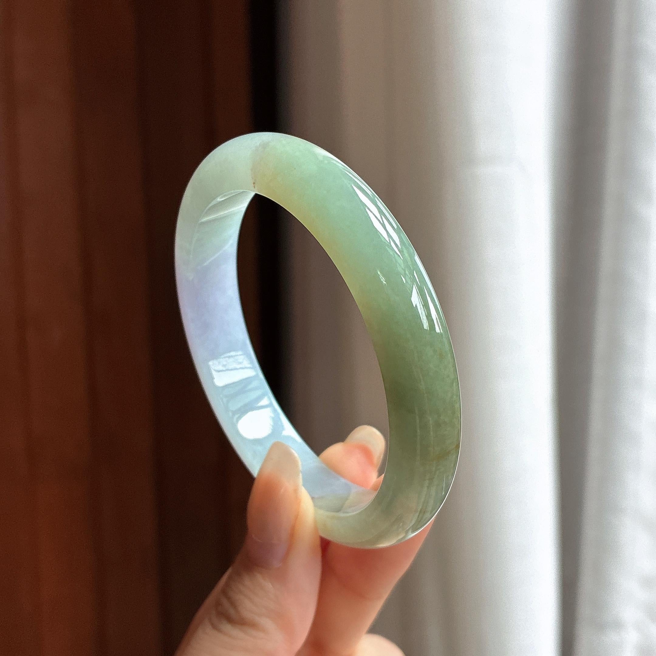 细糯种半山半水正圈平安镯 55圈 天然缅甸A货翡翠（yc463057）