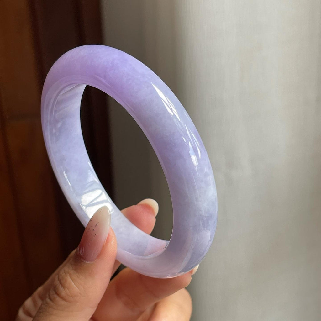 糯冰种紫罗兰翡翠平安镯（57mm）（yc204374）