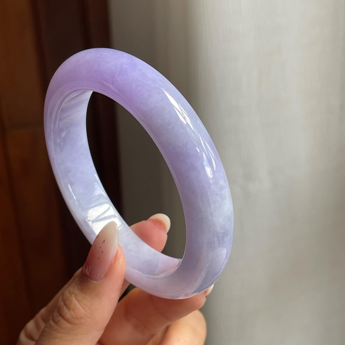 糯冰种紫罗兰翡翠平安镯（57mm）（yc204374）
