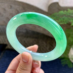 糯冰种飘绿圆条手镯（58mm）（yc249466）