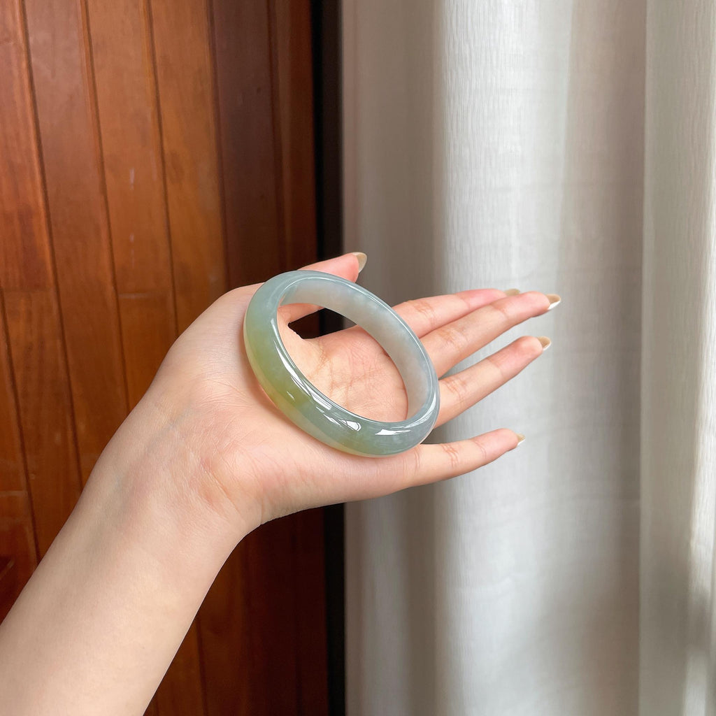 糯冰黄翡翡翠平安镯（58.5mm)（yc415953）