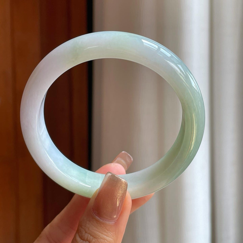 糯冰淡春彩翡翠平安镯（58.6mm）（yc373906）