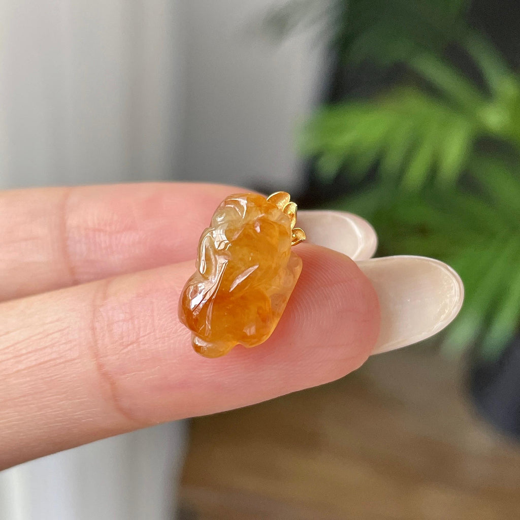 18k金糯冰种红翡貔貅吊坠       天然缅甸A货翡翠（yc421313）