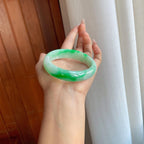 糯冰带色翡翠平安镯（59mm）（yc310378）