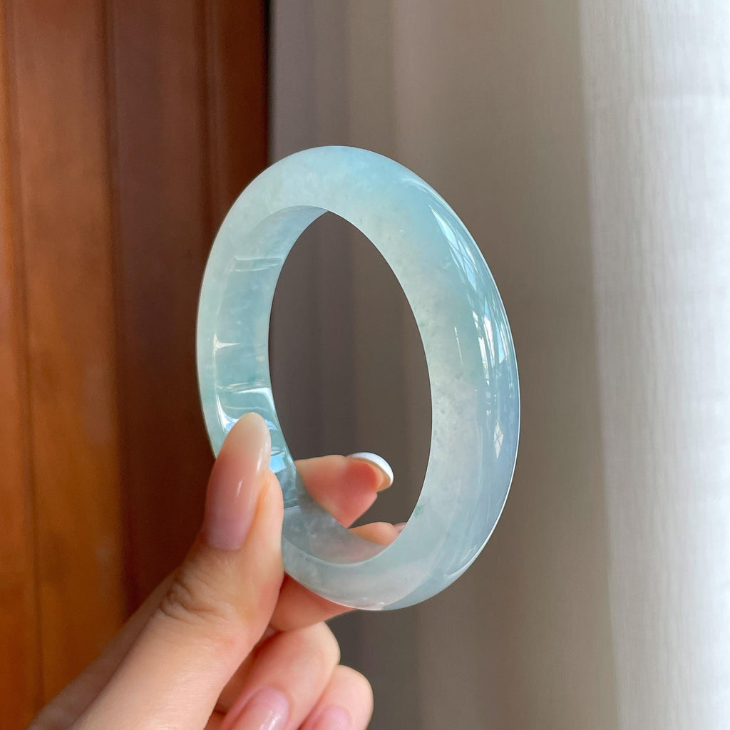 冰种飘花翡翠平安镯（55.3mm)（yc416487）